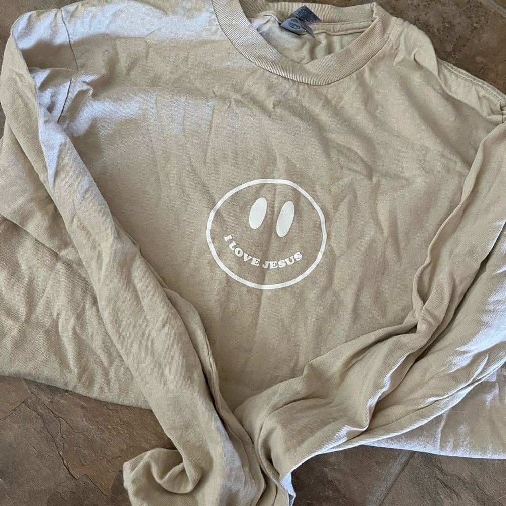 Tan Graphic Long Sleeve Shirt
